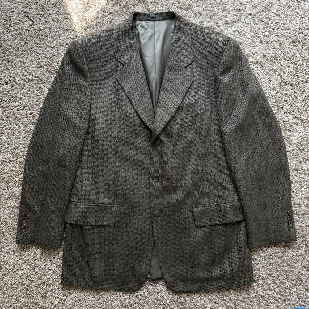 Corneliani Wool & Cashmere Brown Plaid Sport Coat Suit Jacket Size IT50R / 40R